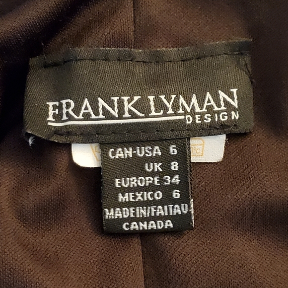 Vintage Frank Lyman Size US/CAN 6 Dark Chocolate Brown Ruched Fitted Dress - Picture 2 of 7